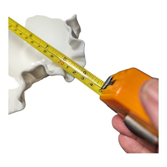 Vintage Fenton 80s White Milk Glass Hobnail Ruffled Crimped Edge Vase Bowl 8.75” - Picture 7 of 8